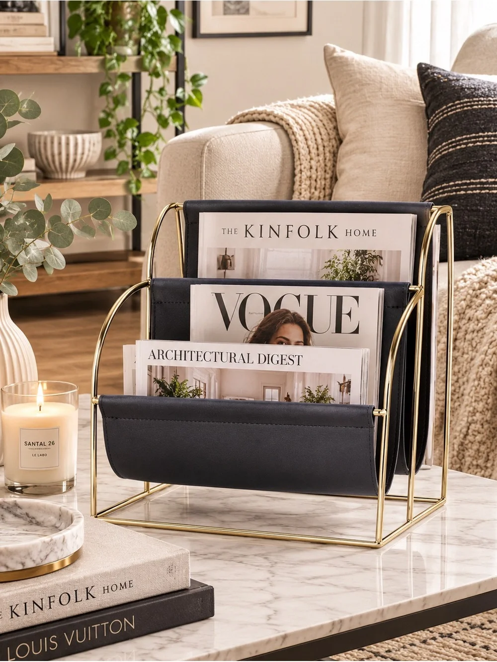 File holder navy gold folder rack magazine leather office storage organizer